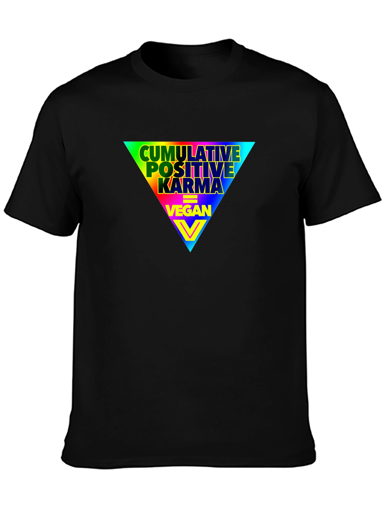 Vegan Positive Karma Rainbow Triangle Graphic T-Shirt