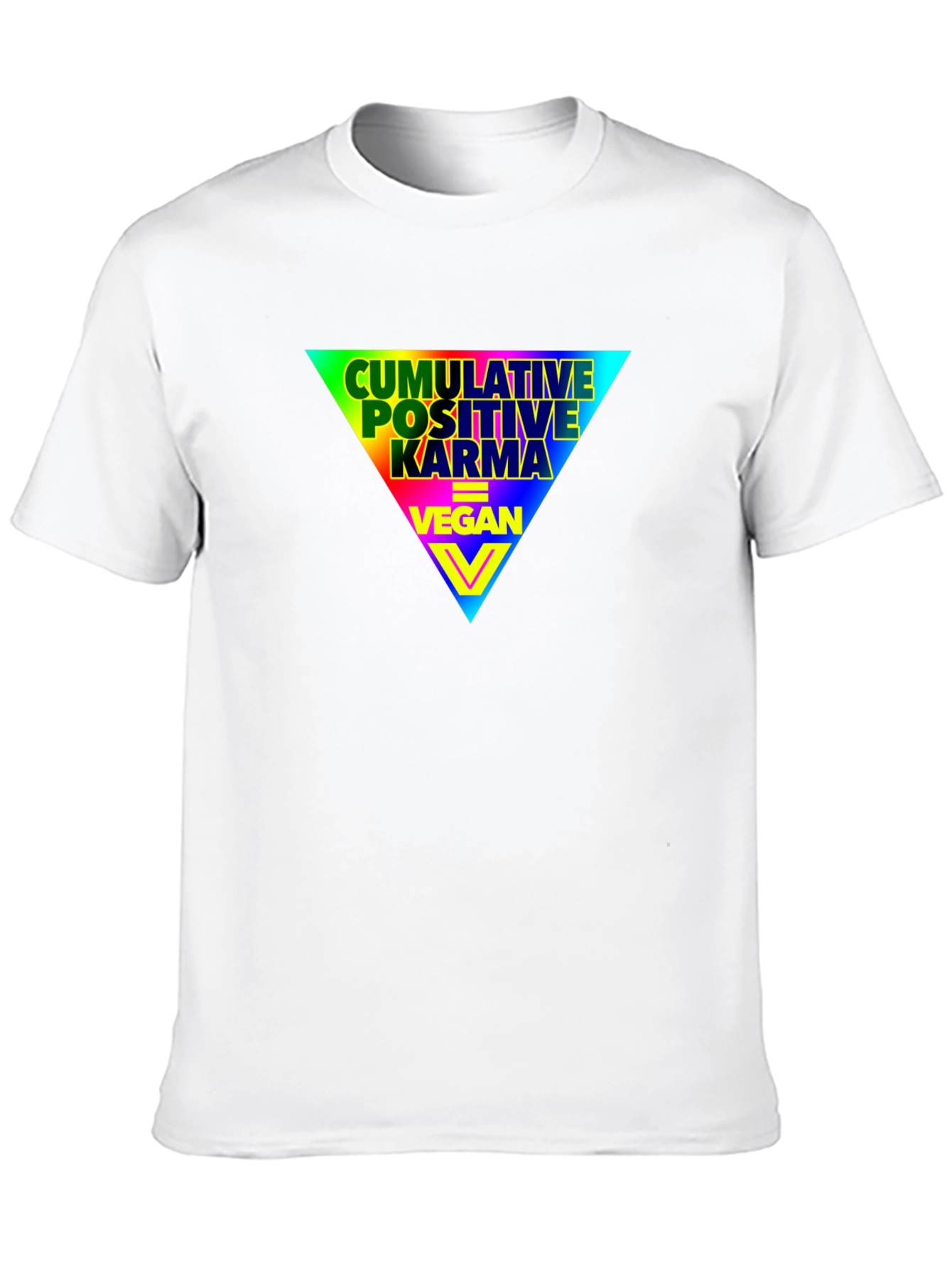 Vegan Positive Karma Rainbow Triangle Graphic T-Shirt