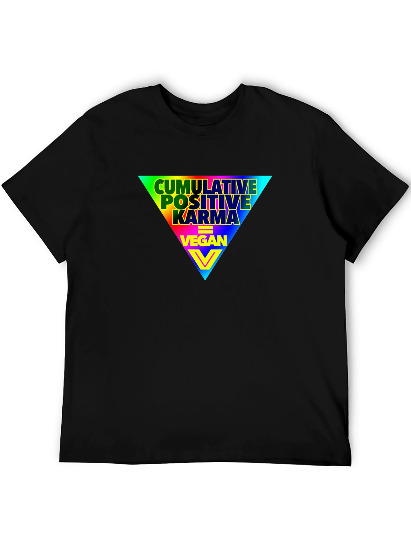 Vegan Positive Karma Rainbow Triangle Graphic T-Shirt
