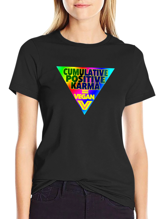 Vegan Positive Karma Rainbow Triangle Graphic T-Shirt