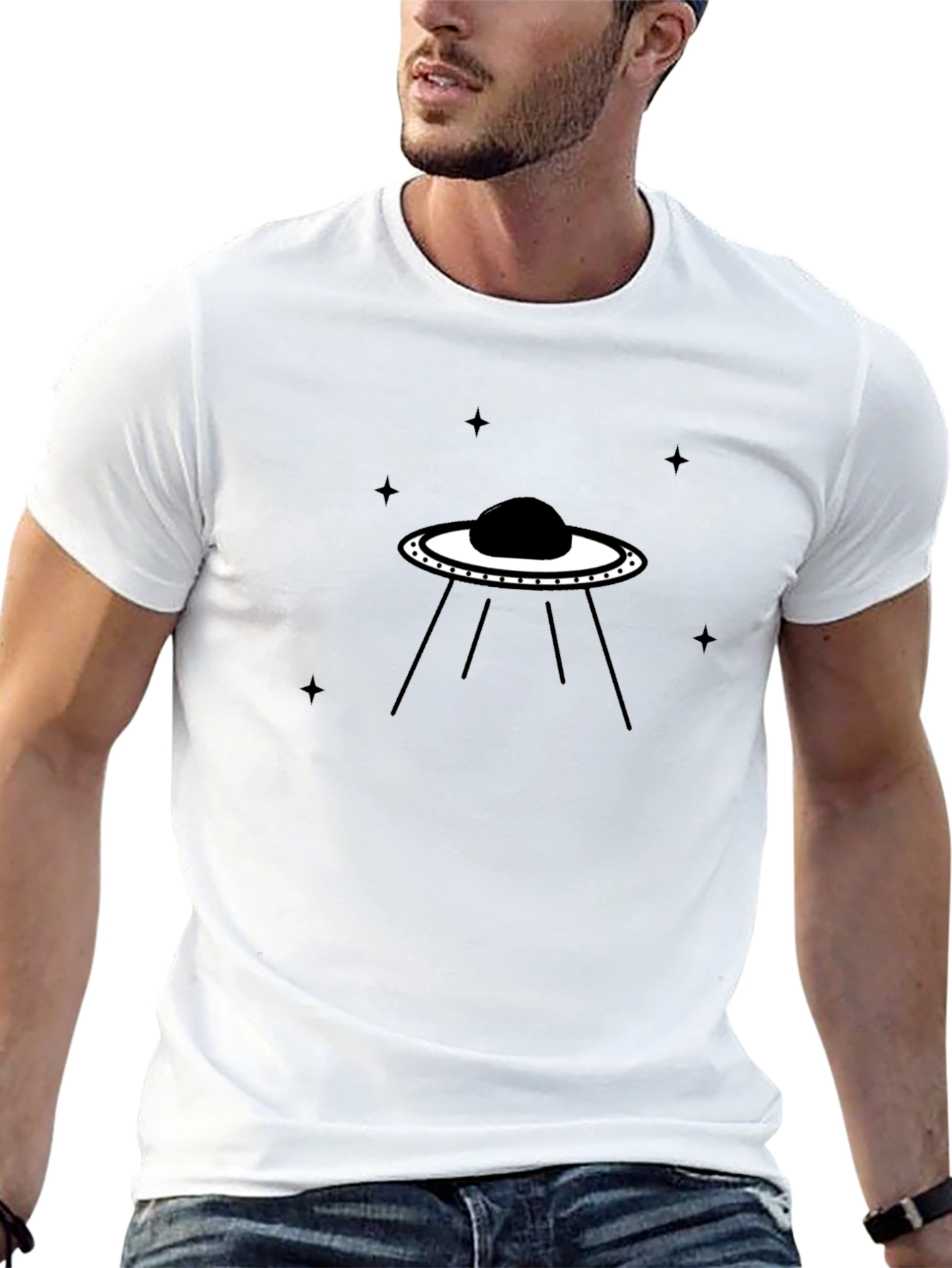 UFO Graphic Tee - Mens Black Cotton T-Shirt