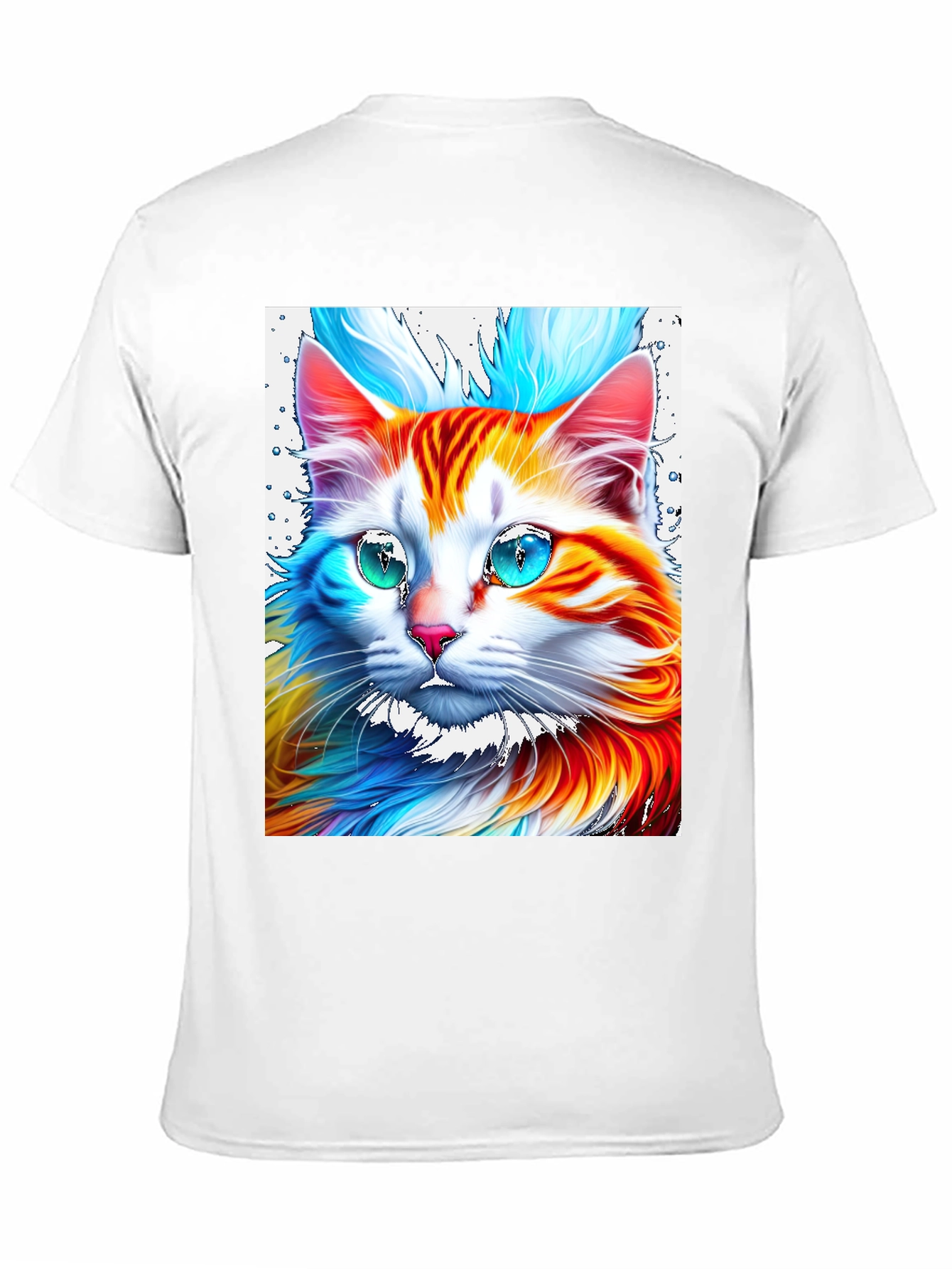 Vibrant Cat Graphic Tee - Stylish Mens Black T-Shirt
