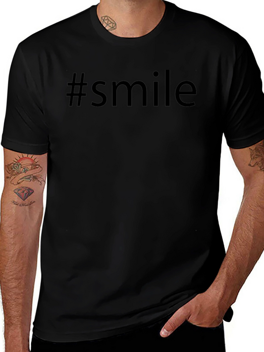 #smile Black Graphic T-Shirt - Trendy Casual Wear
