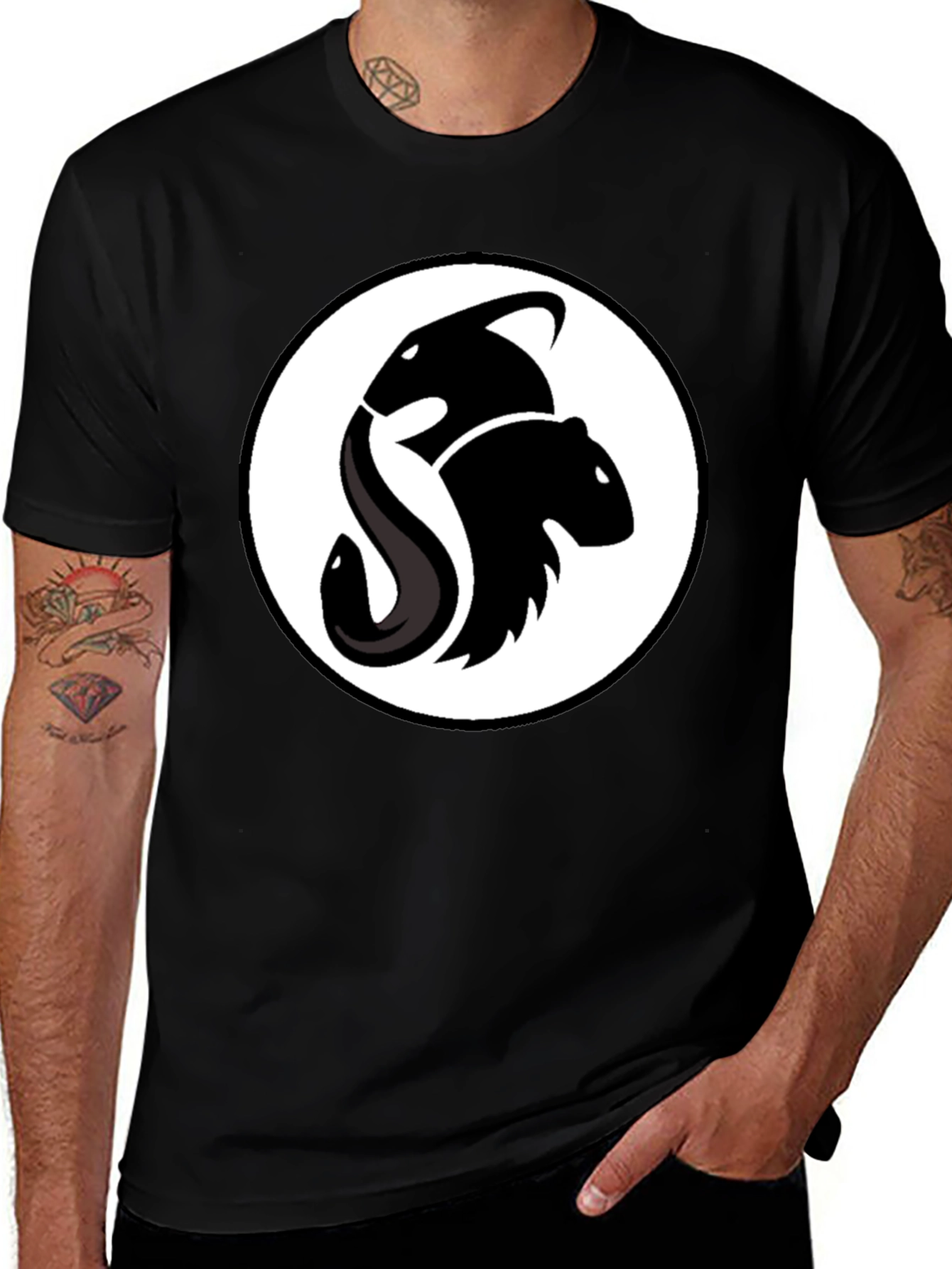 Unique Orca & Beaver Logo Black T-Shirt