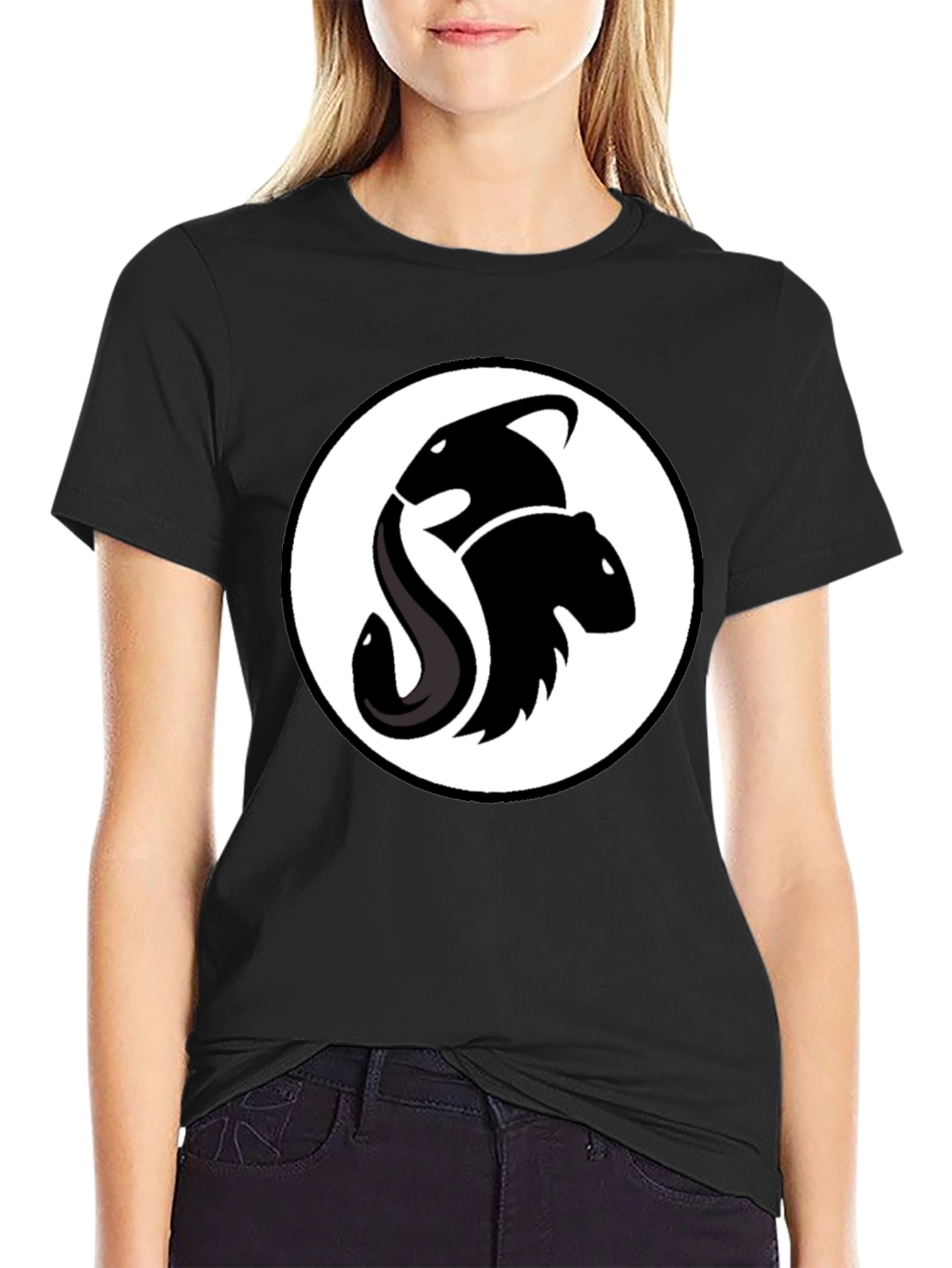 Unique Orca & Beaver Logo Black T-Shirt