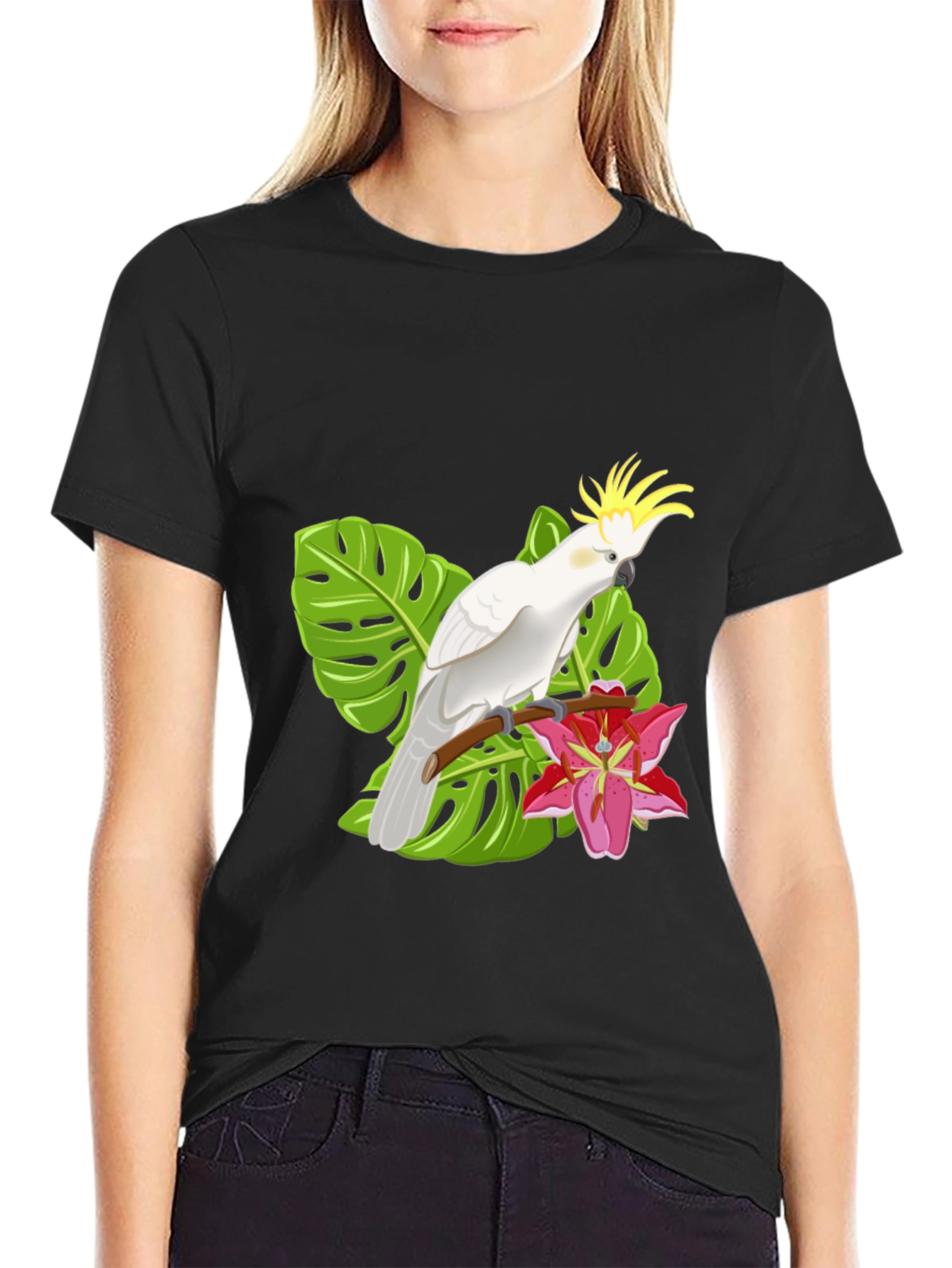 Tropical Cockatoo Graphic T-Shirt - Stylish Mens Tee