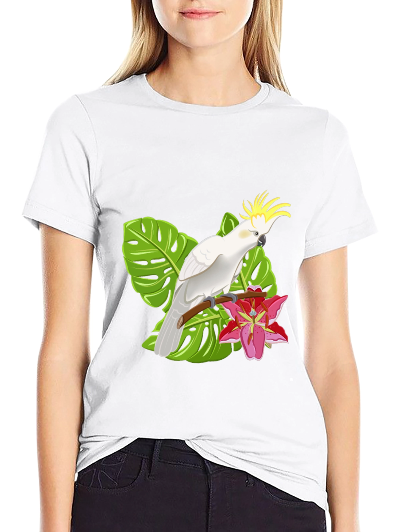 Tropical Cockatoo Graphic T-Shirt - Stylish Mens Tee