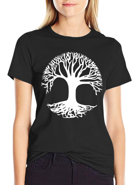 Tree of Life Graphic Tee - Black Cotton Casual
