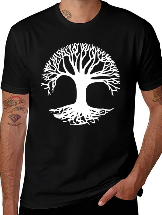 Tree of Life Graphic Tee - Black Cotton Casual