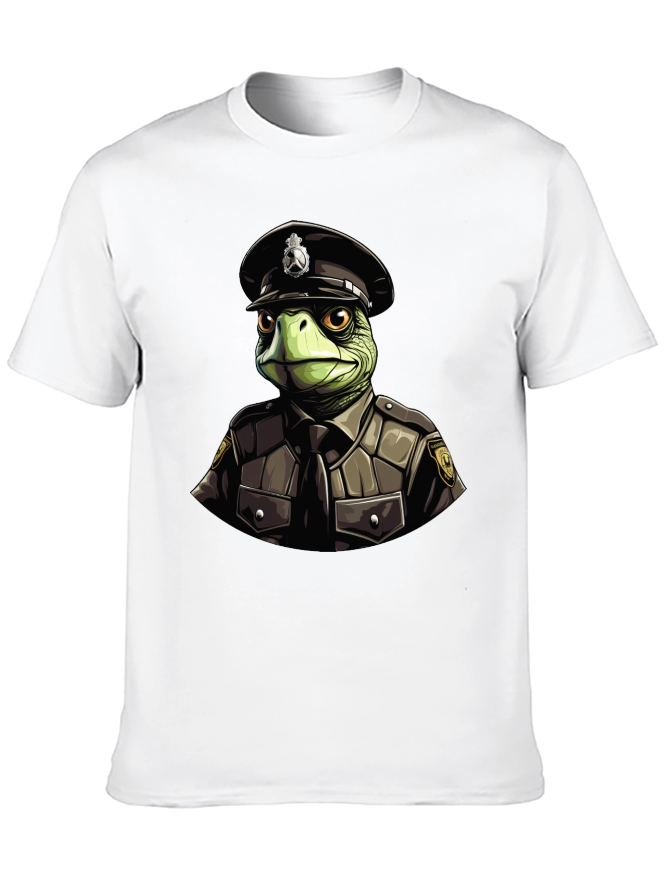 Turtle Cop Graphic T-Shirt - Black Cotton Tee
