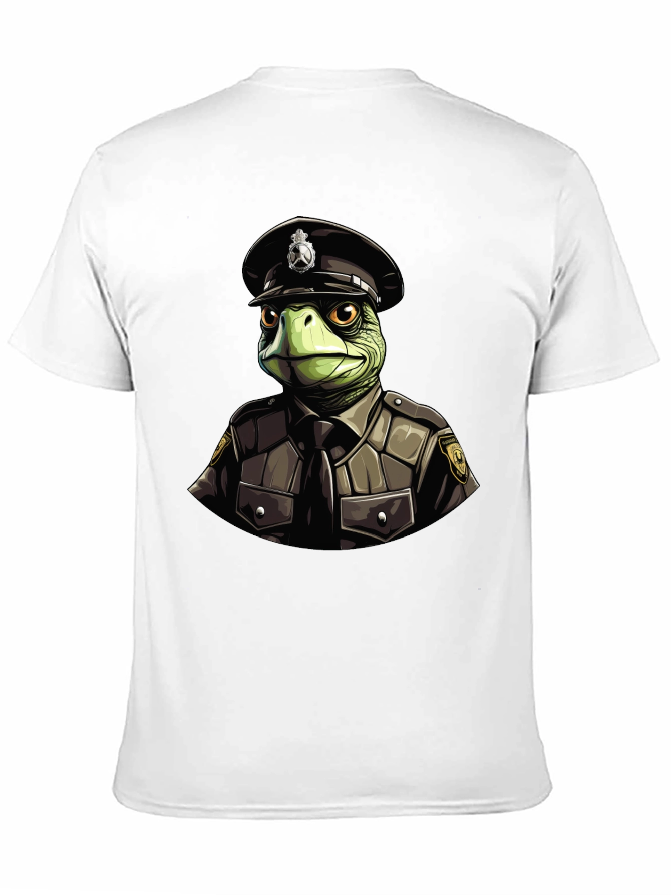 Turtle Cop Graphic T-Shirt - Black Cotton Tee