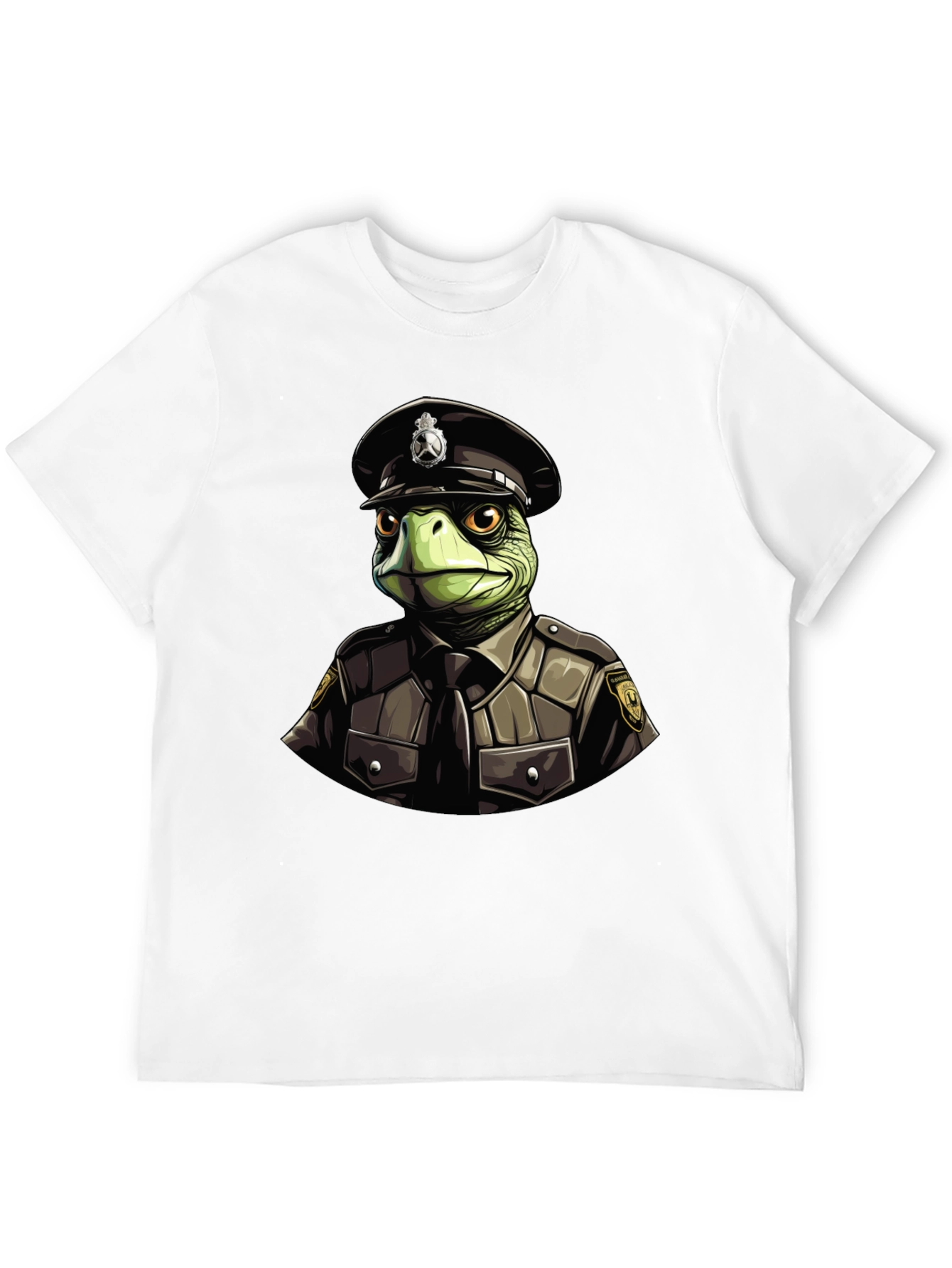 Turtle Cop Graphic T-Shirt - Black Cotton Tee