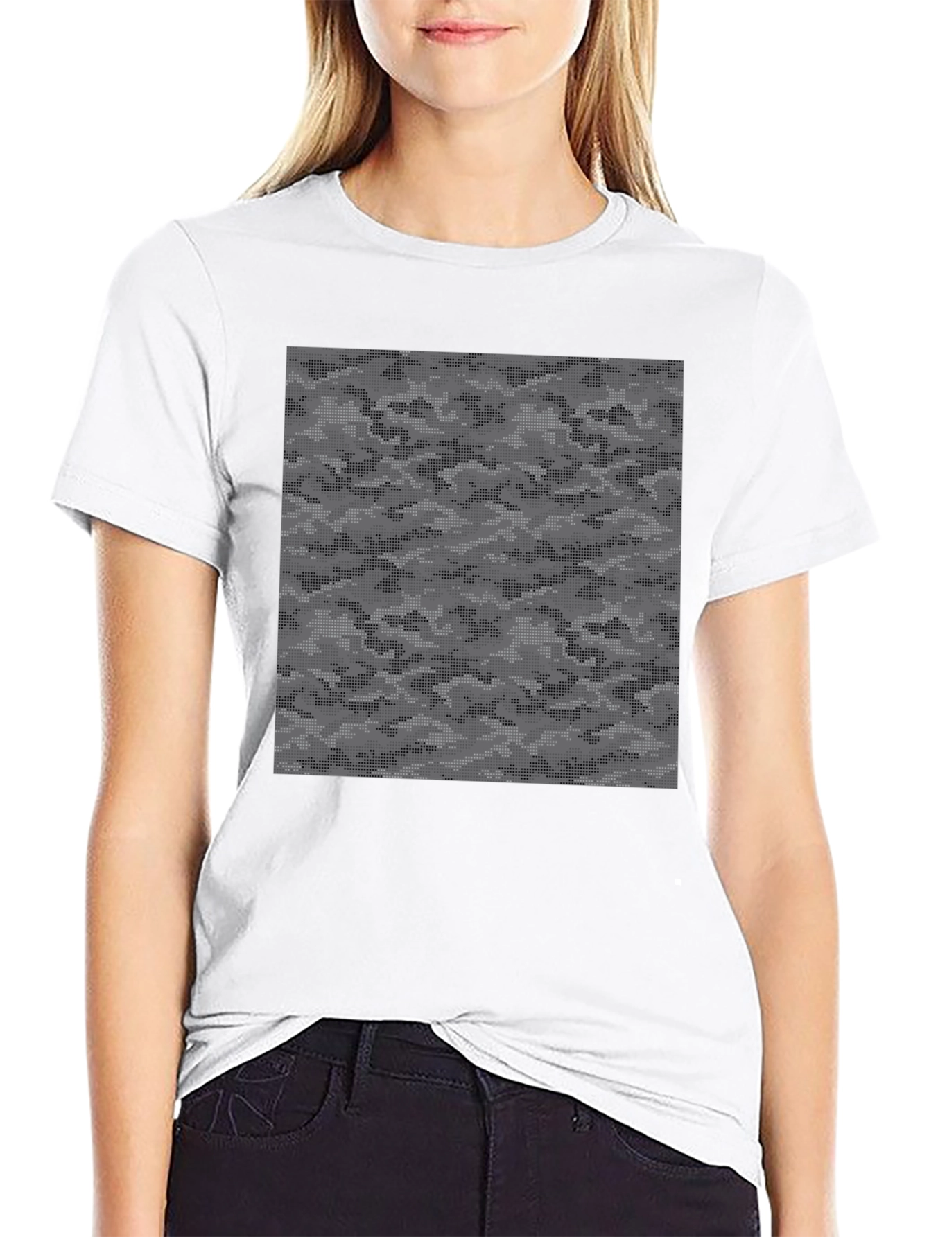 Urban Camo Graphic Tee - Black Cotton Casual