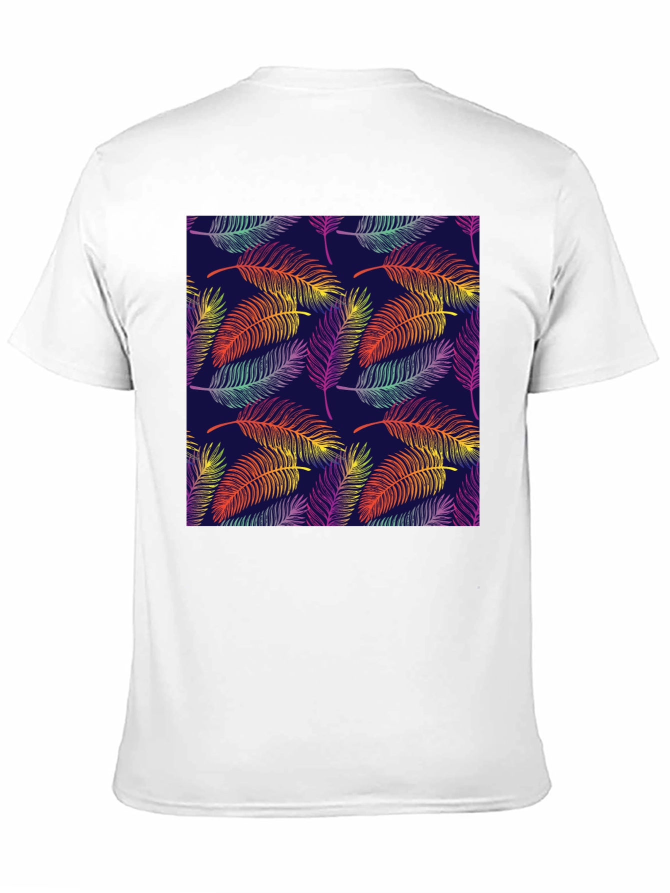 Tropical Leaf Pattern Black T-Shirt