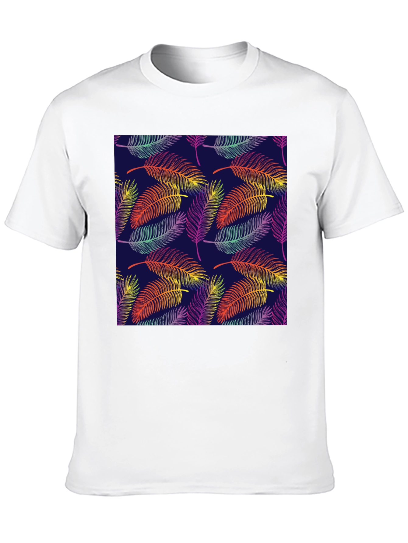 Tropical Leaf Pattern Black T-Shirt
