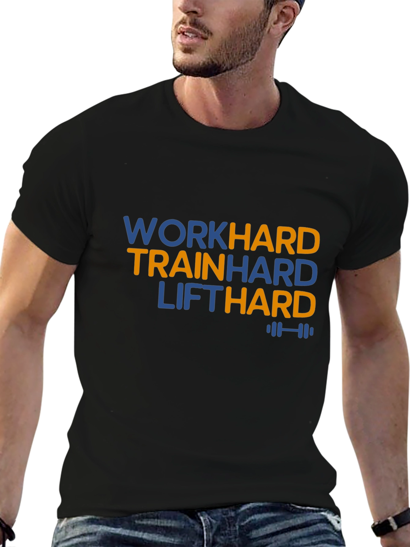 Work Hard Train Hard Lift Hard Black T-Shirt