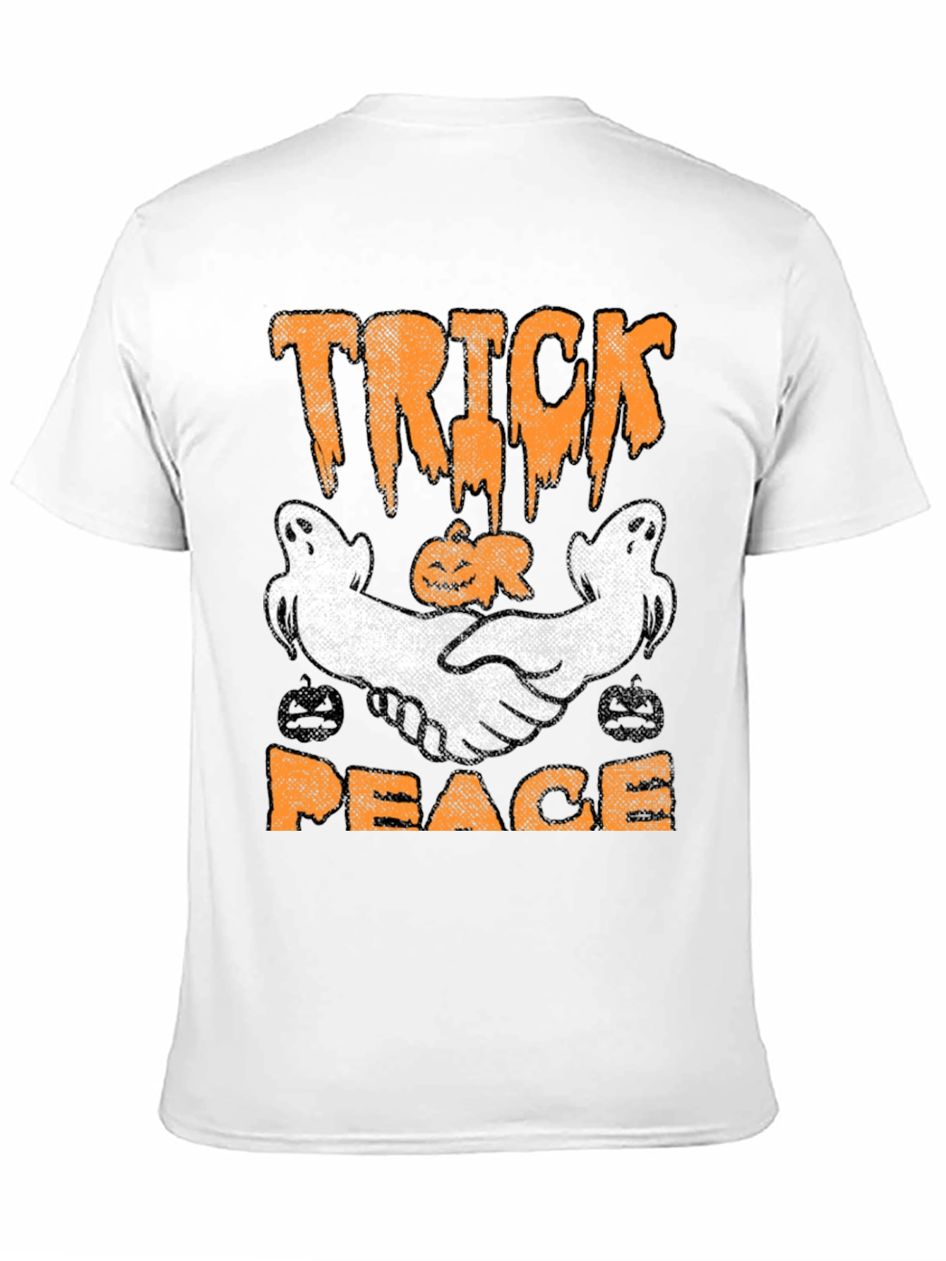 Trick Peace Halloween T-Shirt Ghost Pumpkin Graphic Tee