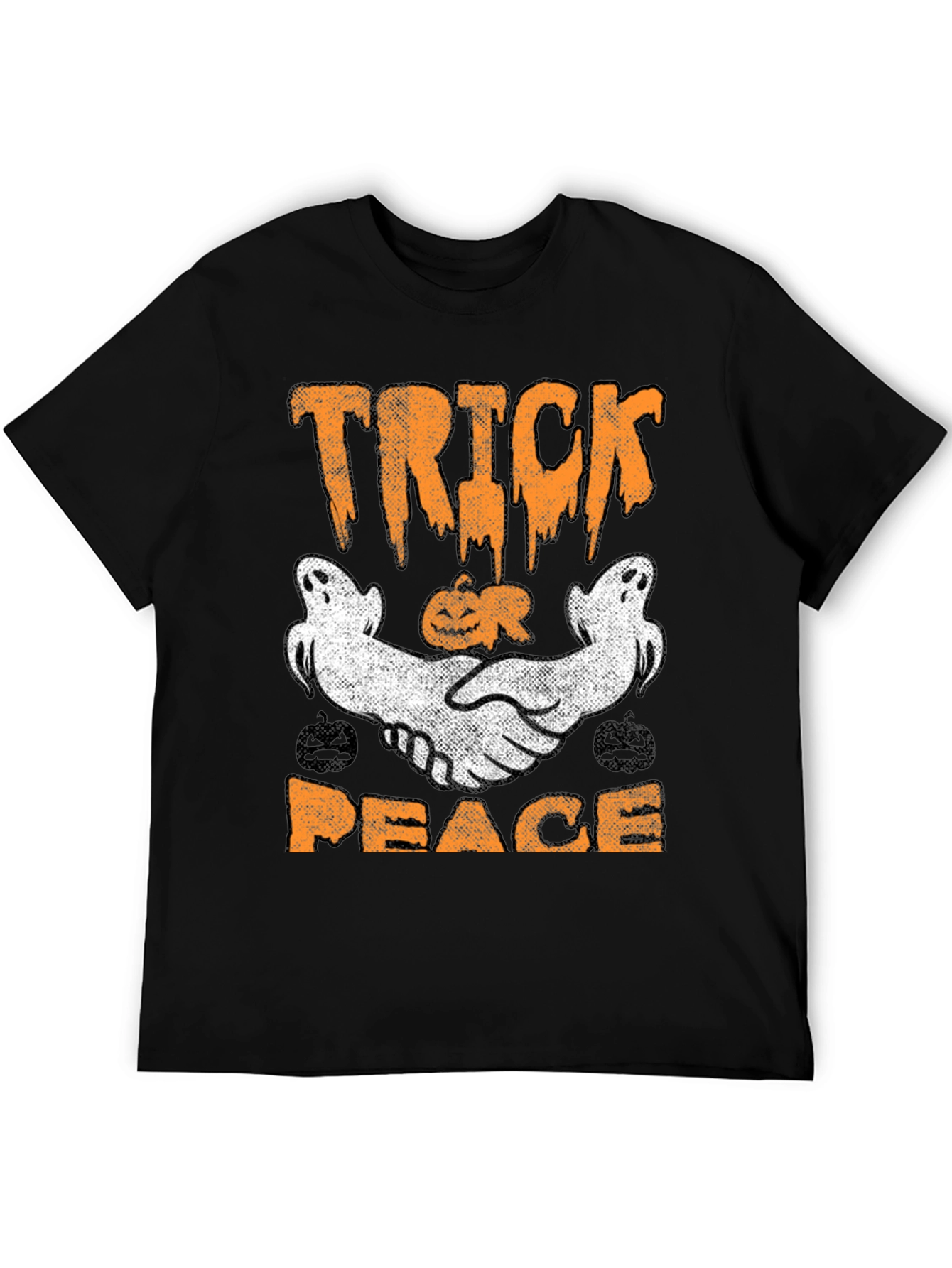 Trick Peace Halloween T-Shirt Ghost Pumpkin Graphic Tee