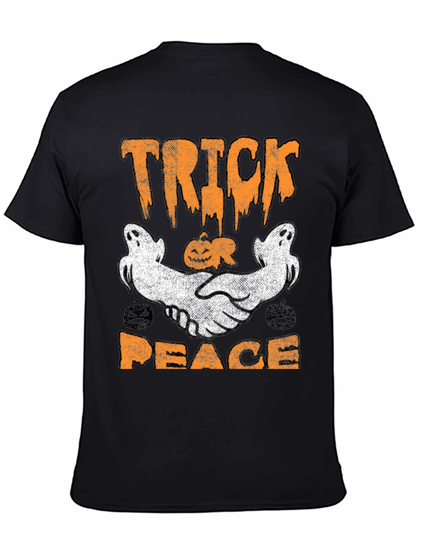 Trick Peace Halloween T-Shirt Ghost Pumpkin Graphic Tee