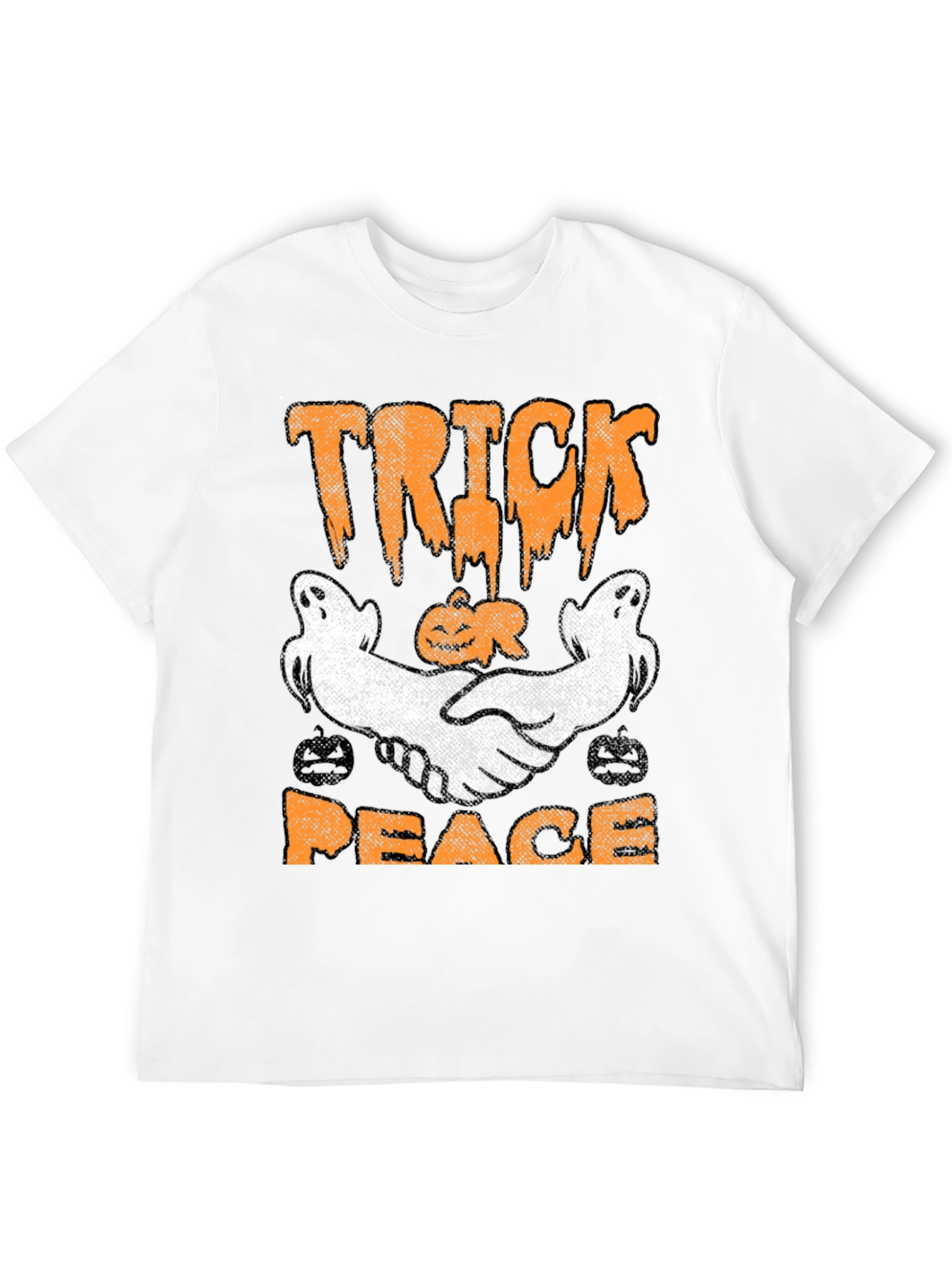 Trick Peace Halloween T-Shirt Ghost Pumpkin Graphic Tee