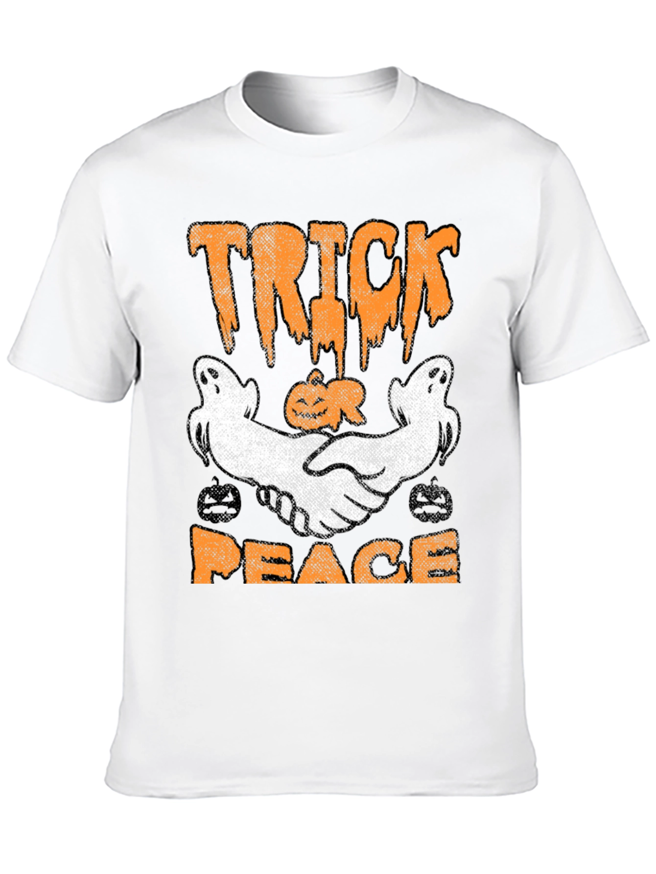 Trick Peace Halloween T-Shirt Ghost Pumpkin Graphic Tee