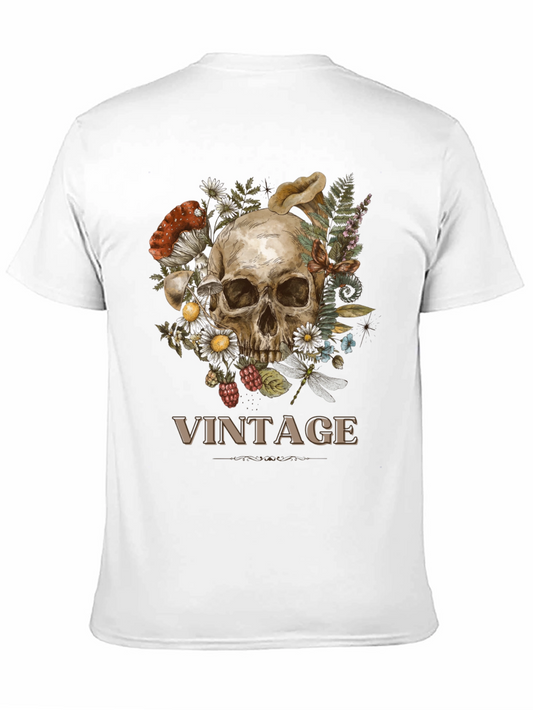Vintage Skull Floral Graphic Tee - Mens