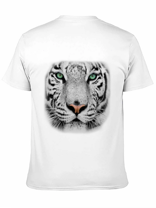 White Tiger Graphic Print Black T-Shirt