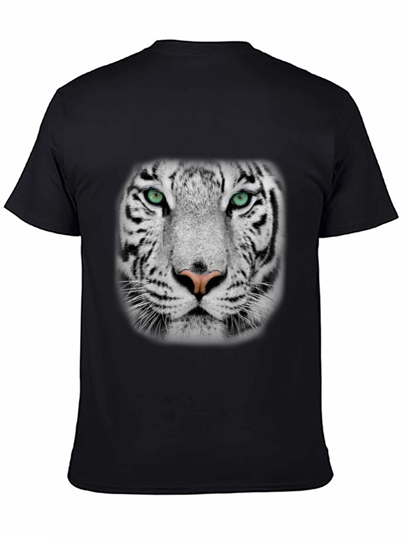 White Tiger Graphic Print Black T-Shirt