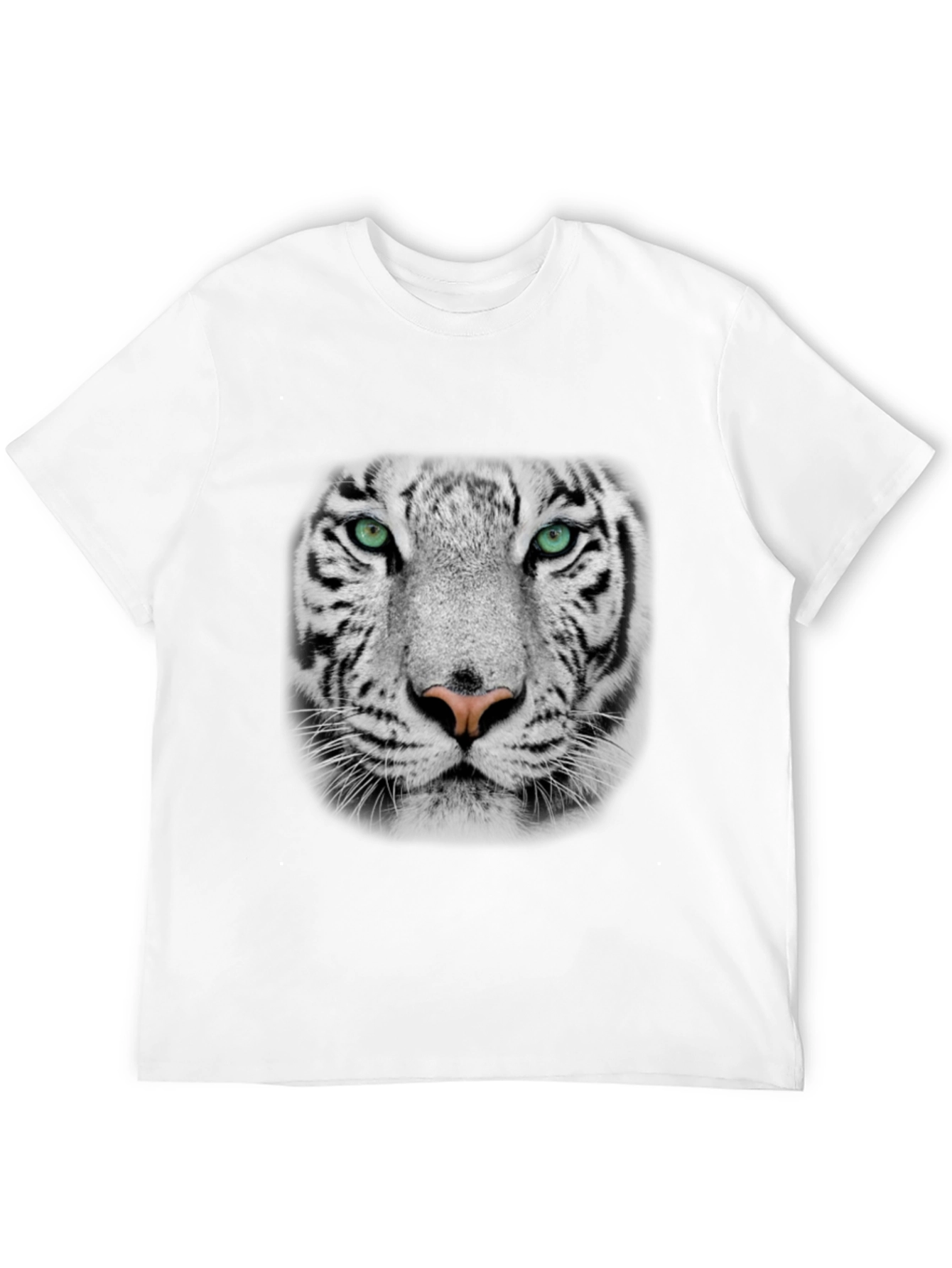 White Tiger Graphic Print Black T-Shirt