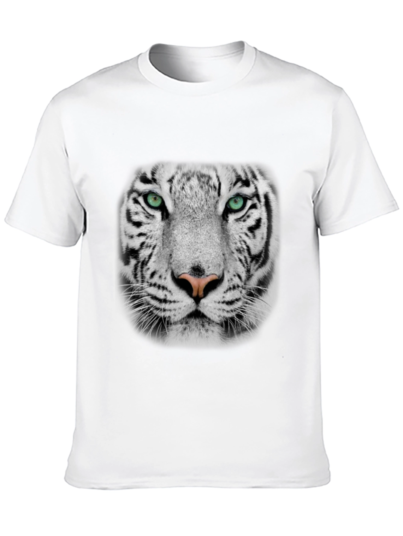 White Tiger Graphic Print Black T-Shirt
