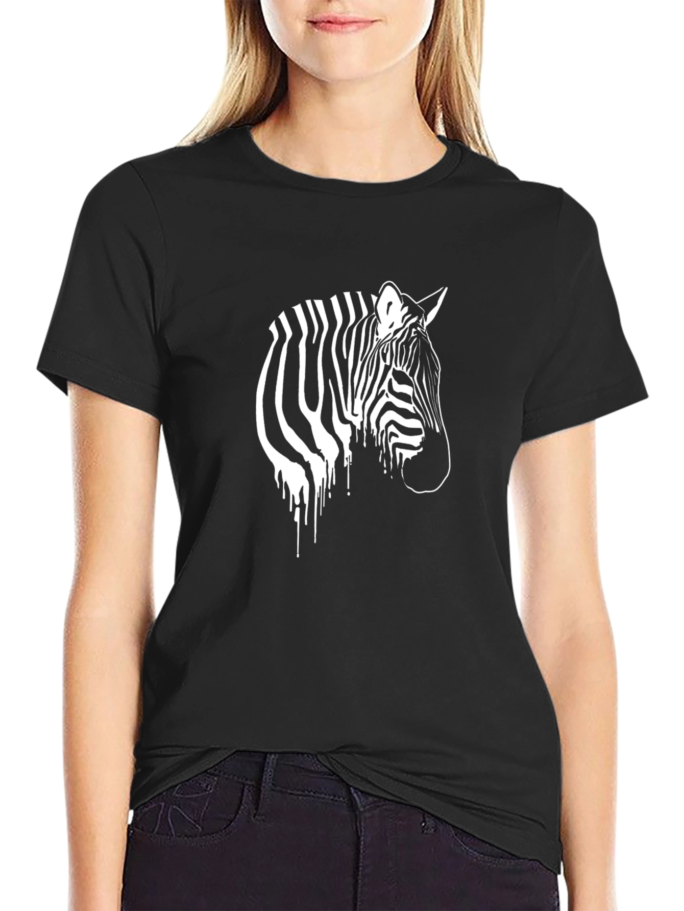Zebra Graphic Print Black T-Shirt