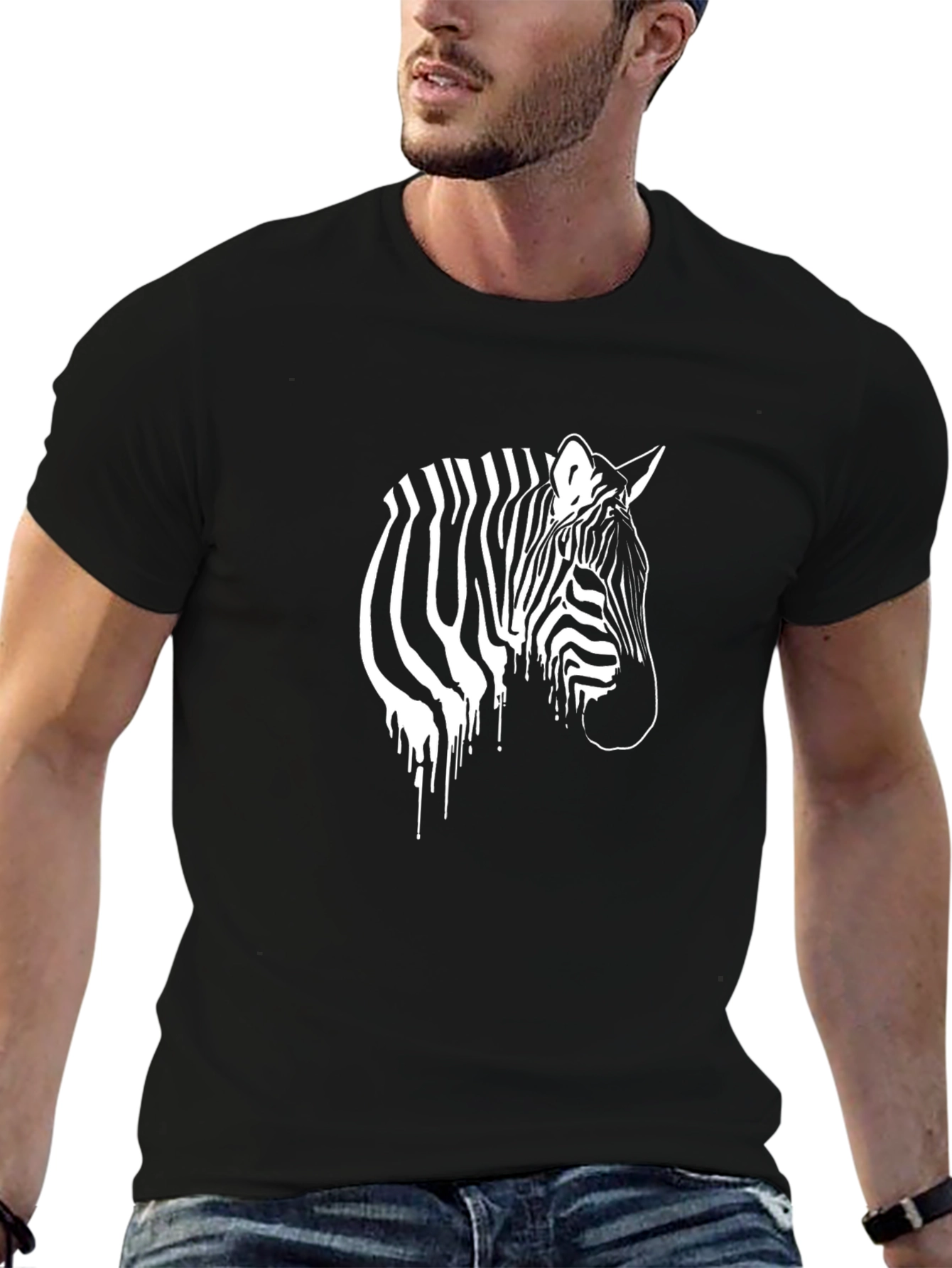 Zebra Graphic Print Black T-Shirt