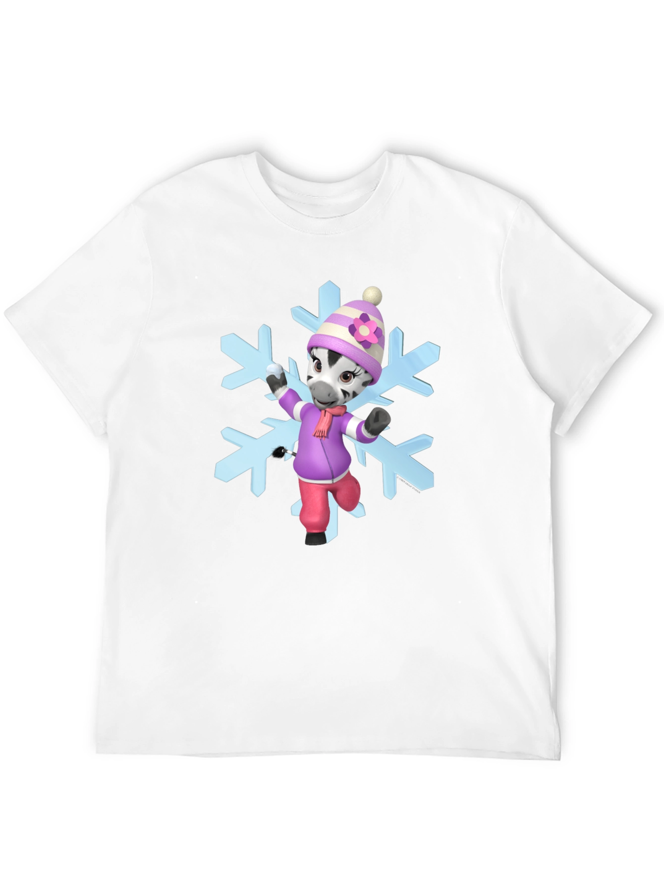 Zebra Cartoon Snowflake T-Shirt