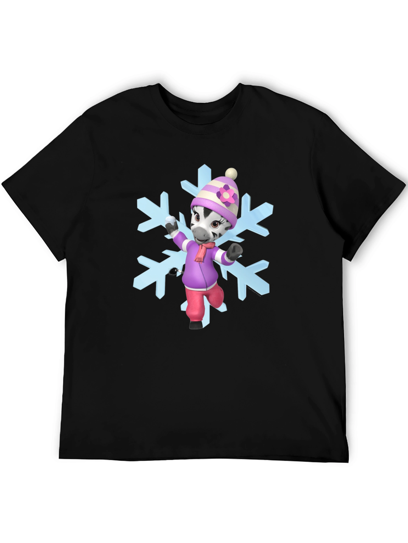 Zebra Cartoon Snowflake T-Shirt