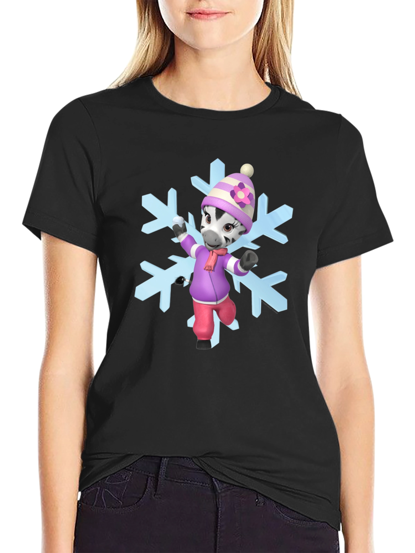 Zebra Cartoon Snowflake T-Shirt