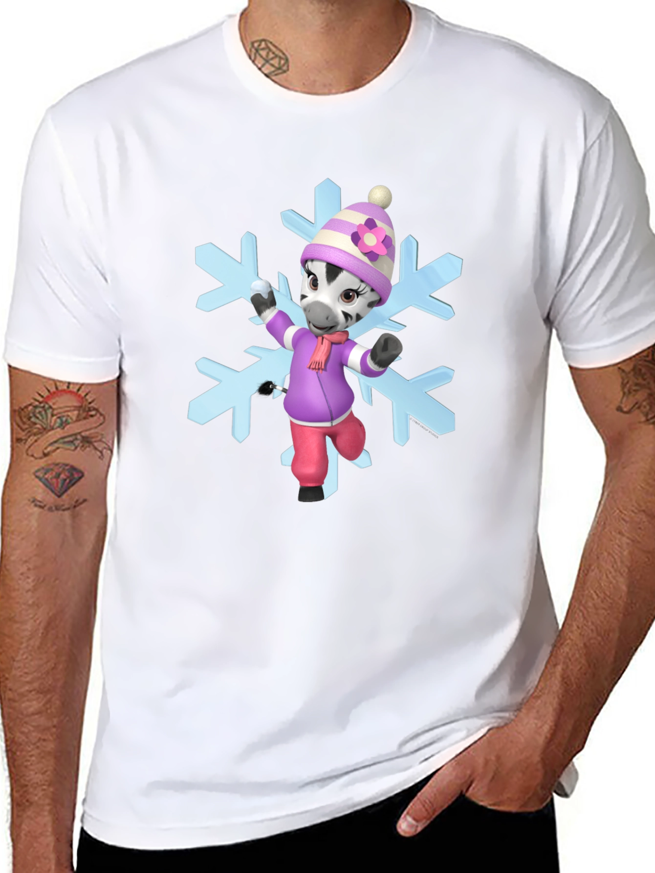 Zebra Cartoon Snowflake T-Shirt