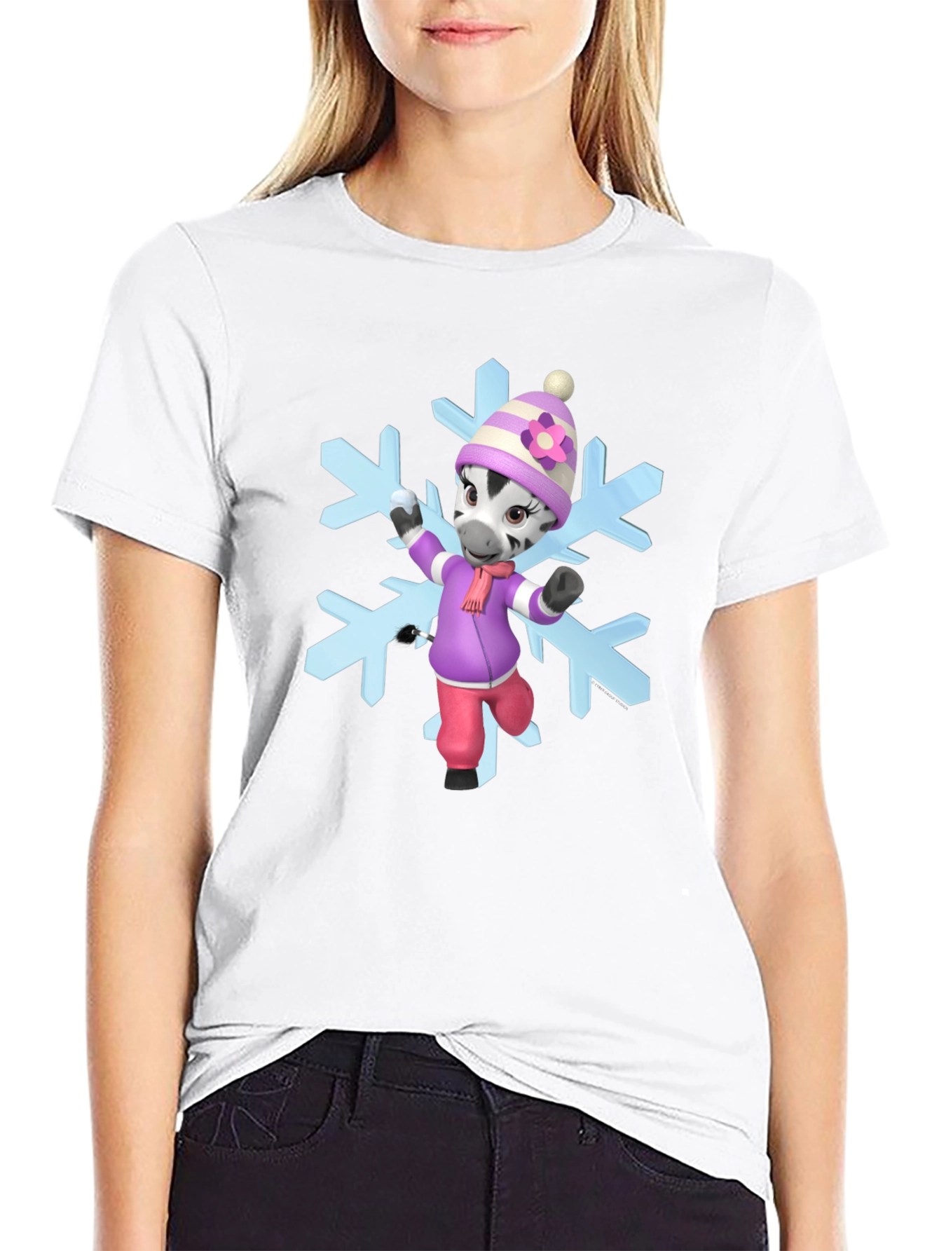 Zebra Cartoon Snowflake T-Shirt