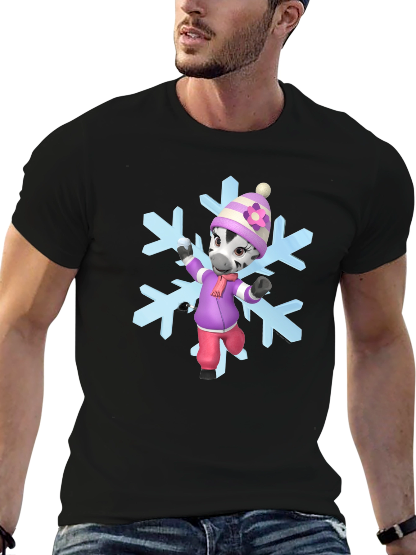 Zebra Cartoon Snowflake T-Shirt