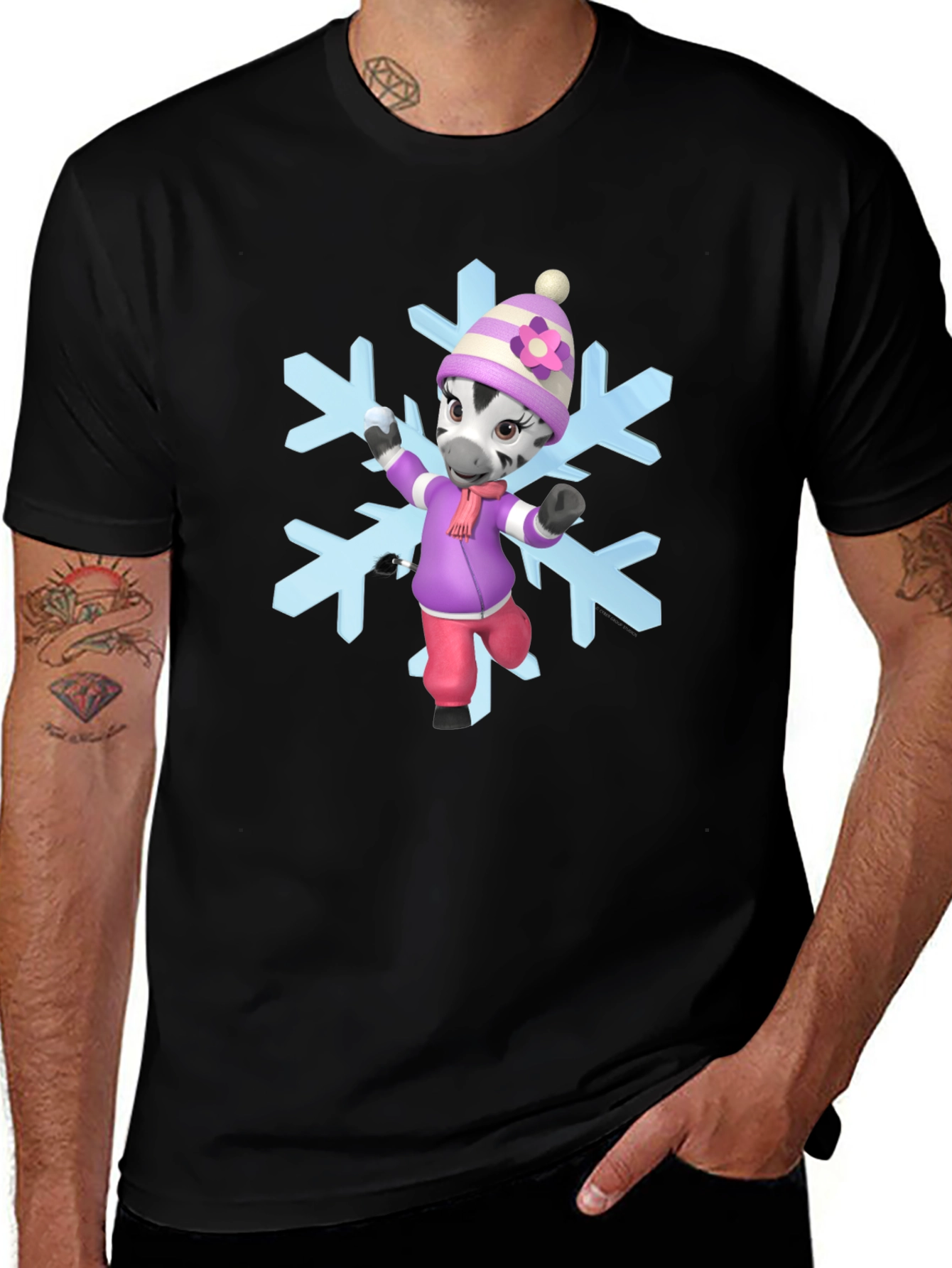 Zebra Cartoon Snowflake T-Shirt