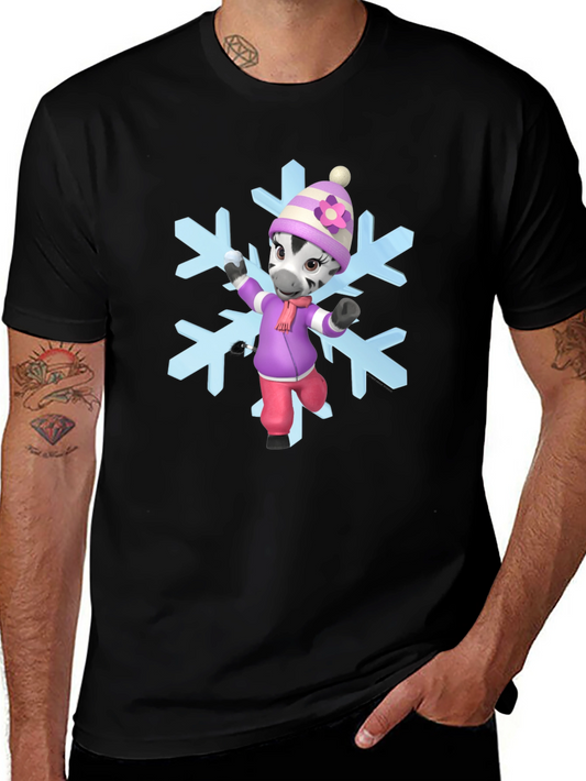 Zebra Cartoon Snowflake T-Shirt