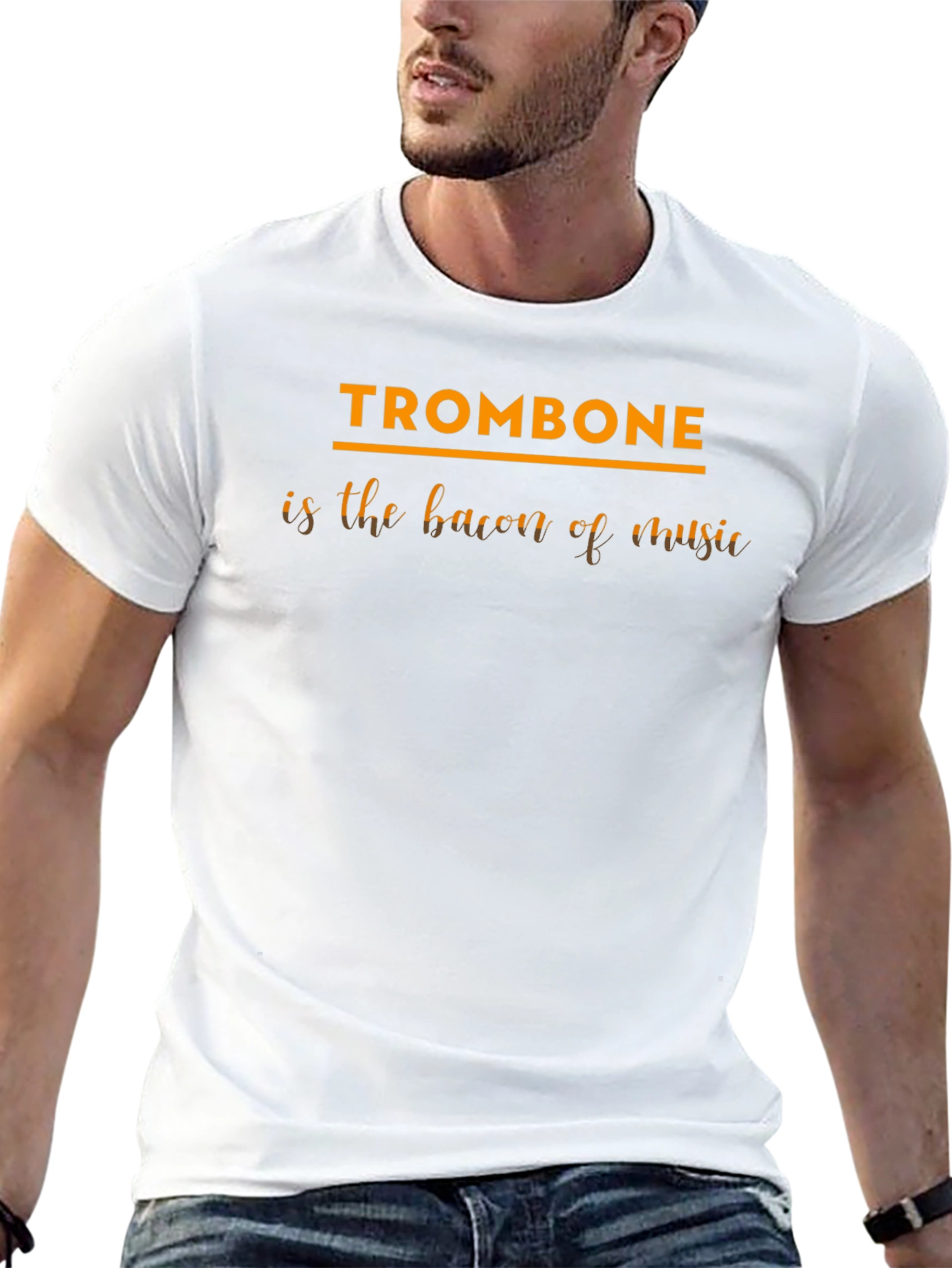 Trombone Bacon Music Funny Black T-Shirt