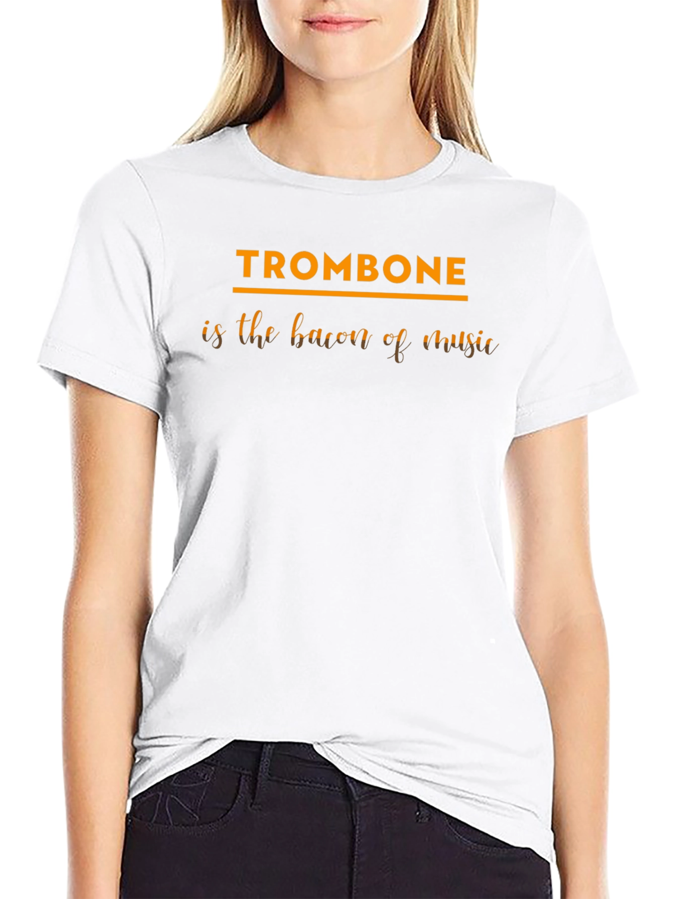 Trombone Bacon Music Funny Black T-Shirt