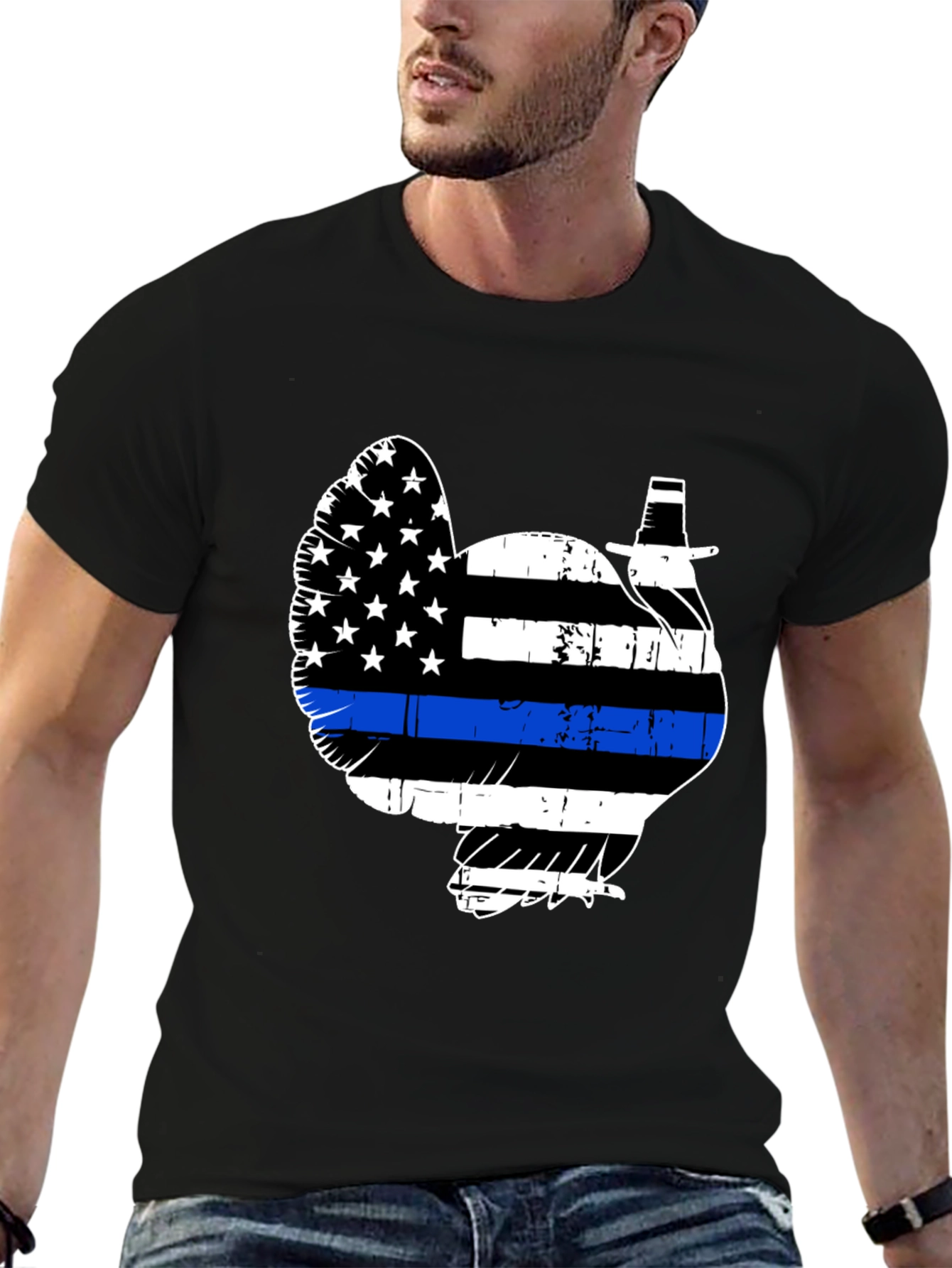Turkey Police Thin Blue Line Thanksgiving T-Shirt