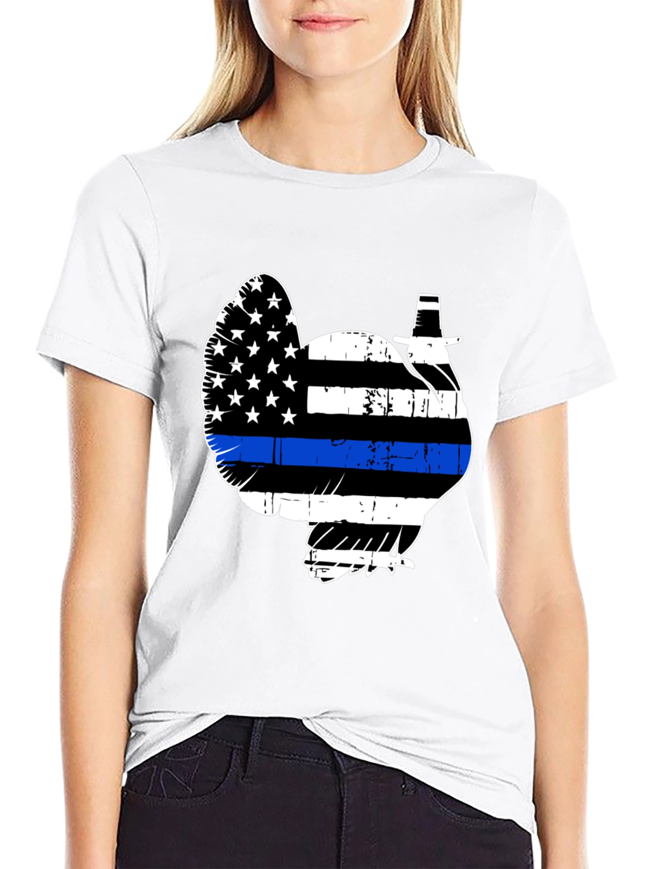 Turkey Police Thin Blue Line Thanksgiving T-Shirt