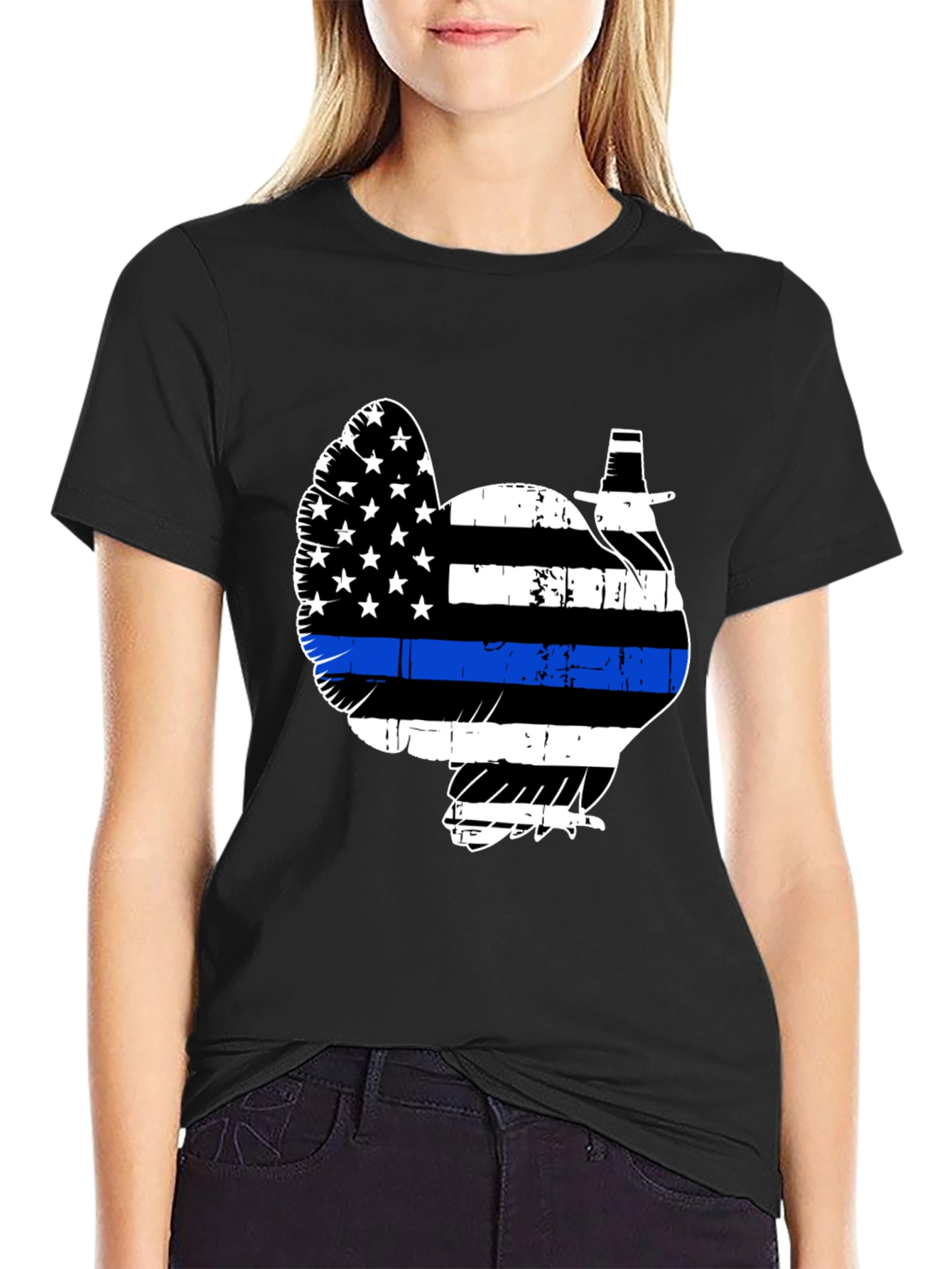 Turkey Police Thin Blue Line Thanksgiving T-Shirt