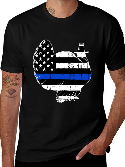 Turkey Police Thin Blue Line Thanksgiving T-Shirt