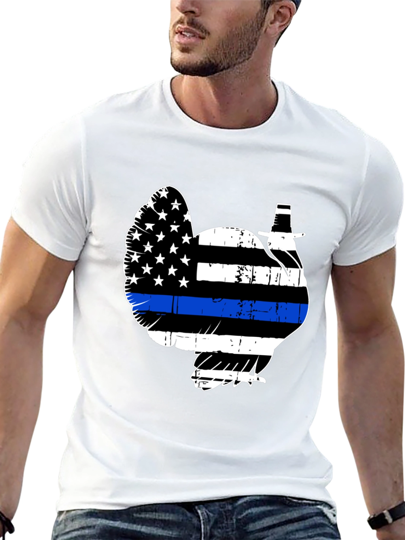 Turkey Police Thin Blue Line Thanksgiving T-Shirt