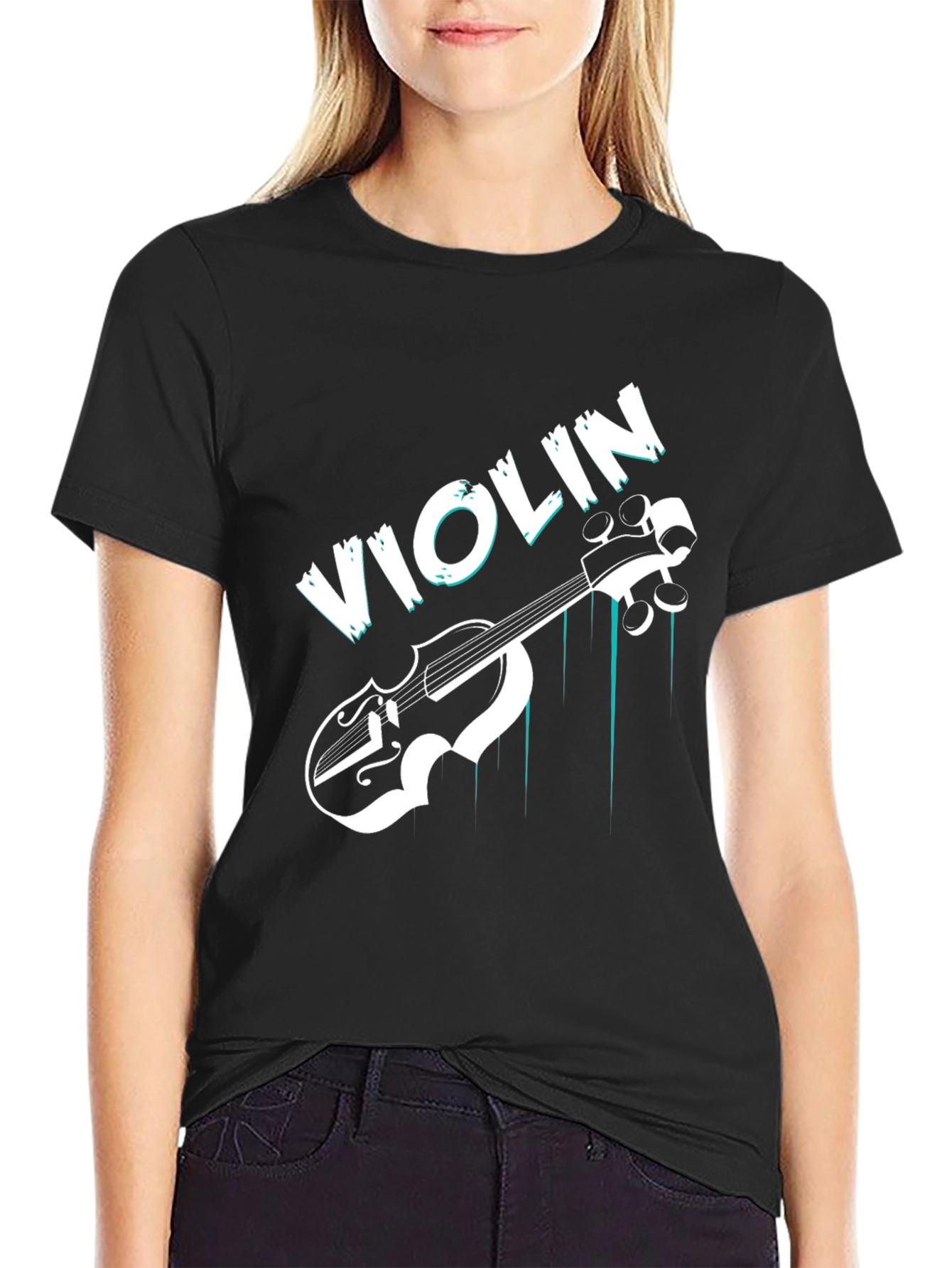 Violin Graphic T-Shirt - Black Music Tee