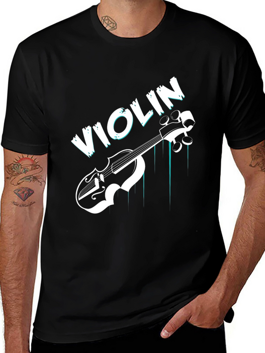 Violin Graphic T-Shirt - Black Music Tee