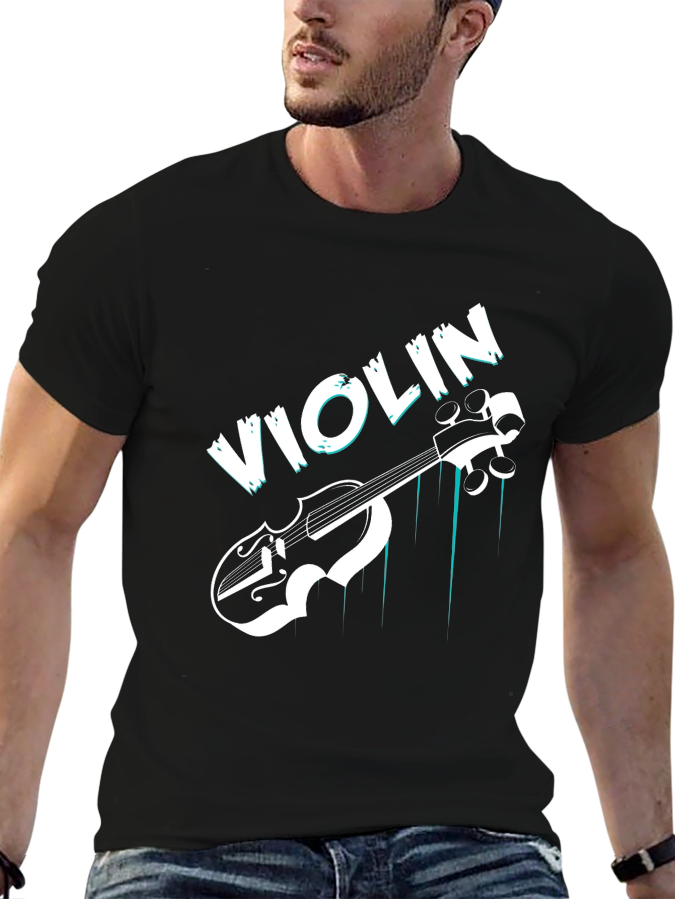 Violin Graphic T-Shirt - Black Music Tee